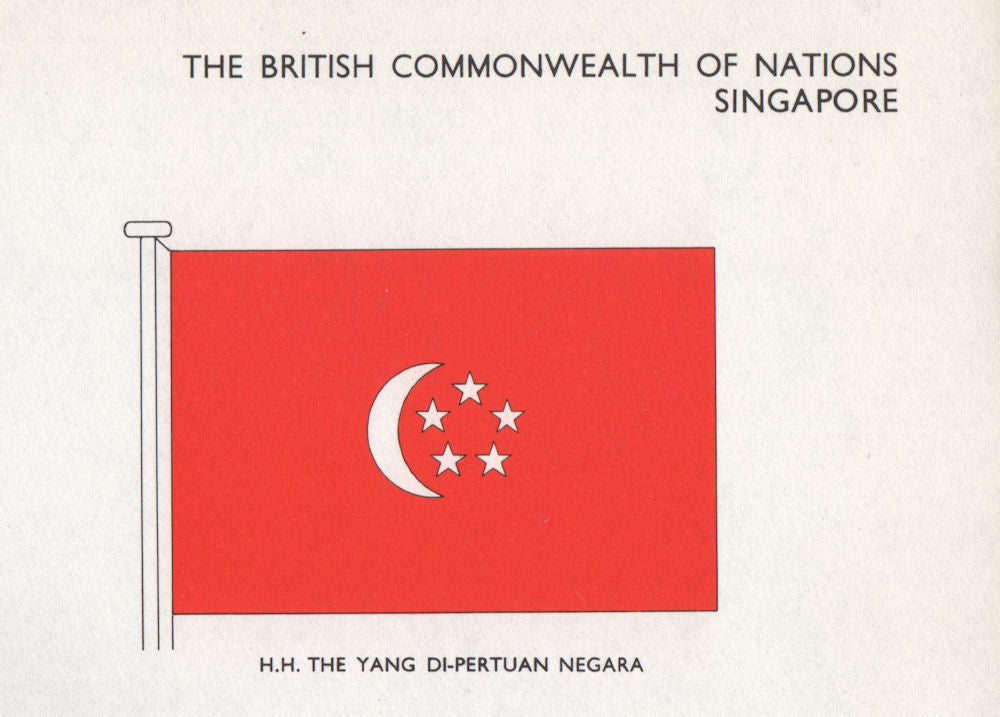 SINGAPORE FLAGS. H.H. The Yang Di-Pertuan Negara 1958 old vintage print